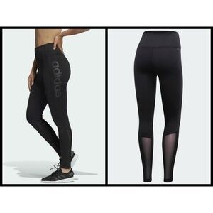 💕ADIDAS💕 Climalite Design 2 Move High Rise Logo Mesh Tights ~ Black Large NWT